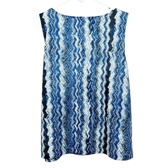 Easywear by Chico's Blue and White Geometric Lined Sleeveless Tank - Picture 2 of 6